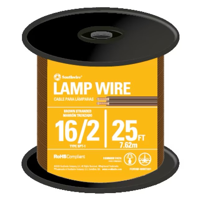 Southwire 25-ft 16/2 schwarzes Litzen-Lampenkabel 