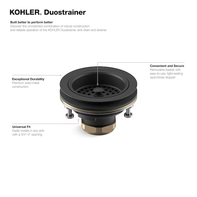 KOHLER Duostrainer 3.5-in Matte Black Brass Strainer