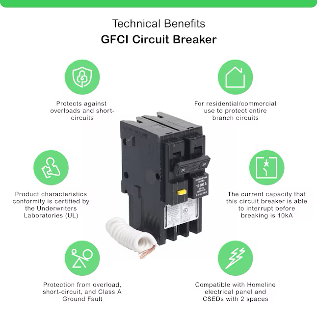 Square D Homeline 20-amp 2-Pole Gfci Circuit Breaker