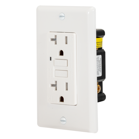 EZ-FLO 20-AMP 125-Volt Duplex Tamper Resistant Self-Test Slim GFCI outlet with LED Indicator and Wall Plate in White