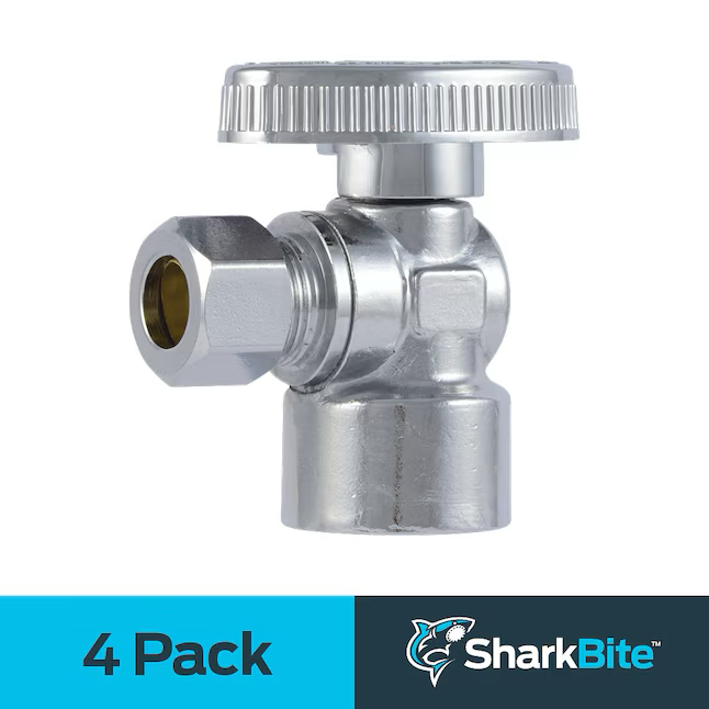 SharkBite 1/2-in FIP x 3/8-in OD Compression Brass Quarter Turn Stop Angle Valve (4-Pack)