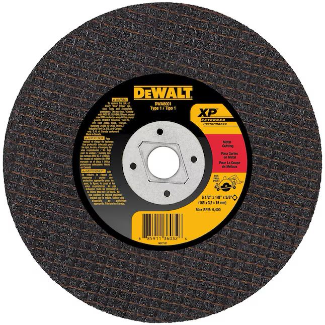 Disco de corte de óxido de aluminio DEWALT XP de 6,5 pulgadas