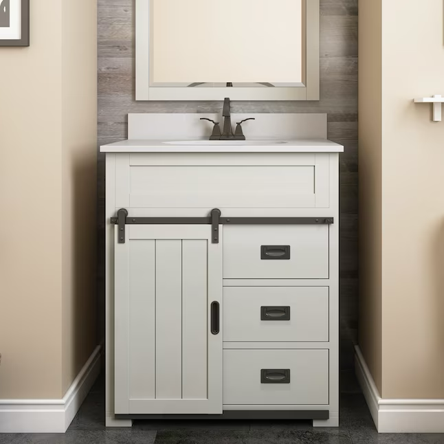 Style Selections Morriston 30-in White Undermount Single Sink Bathroom Vanity with White Engineered Stone Top