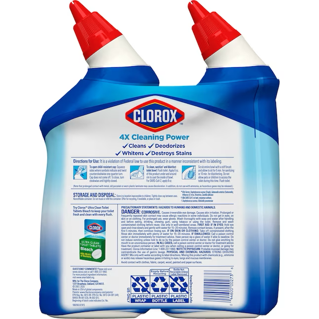 Clorox, paquete de 2 limpiadores para inodoros Rain Clean de 24 onzas líquidas