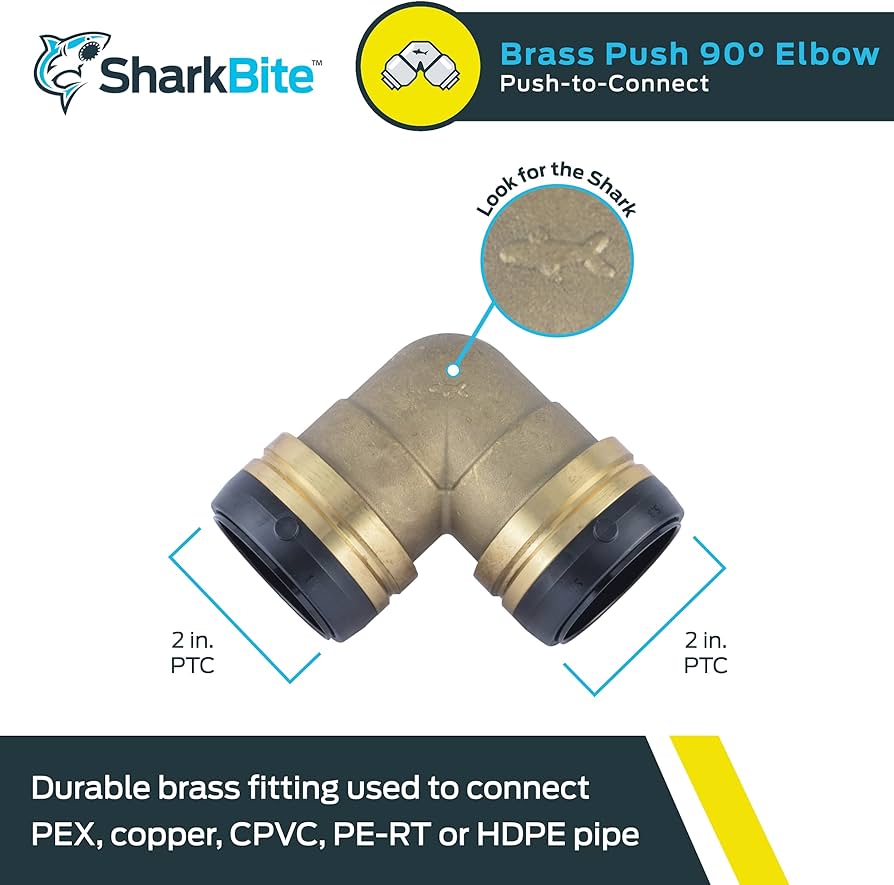 SharkBite 2 in. x 2 in. Brass Push 90-Degree Elbow