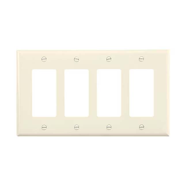 Eaton 4-Gang Midsize Light Almond Polycarbonate Indoor Decorator Wall Plate