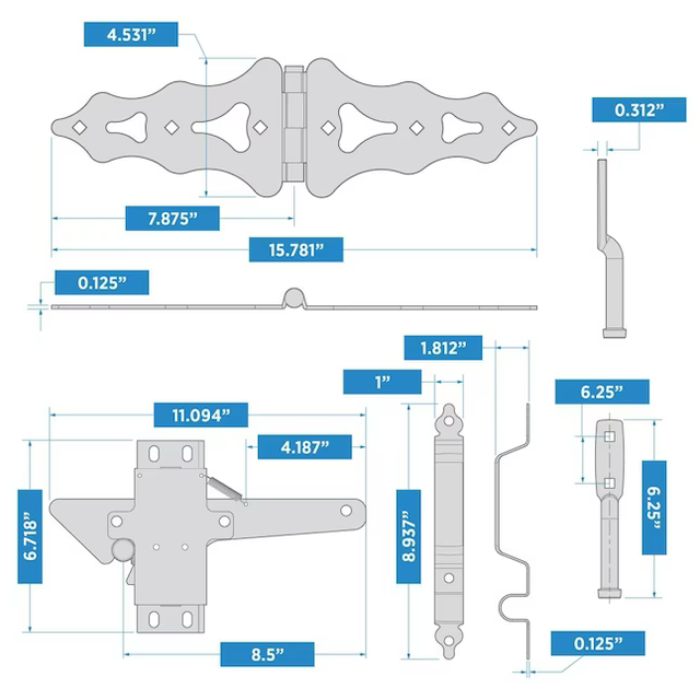 Kit de herrajes para portones negros de 7-7/8 in de National Hardware