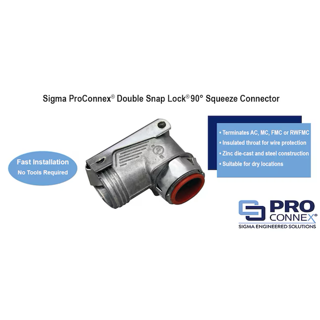 Sigma ProConnex 1/2-in 90-Degree Flexible Die Cast Zinc Squeeze Connector Conduit Fittings