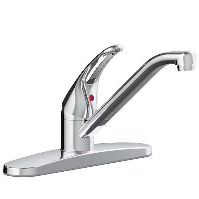 Project Source Polished Chrome Single Handle Mid-arc Kitchen Faucet (Deck Plate Included)