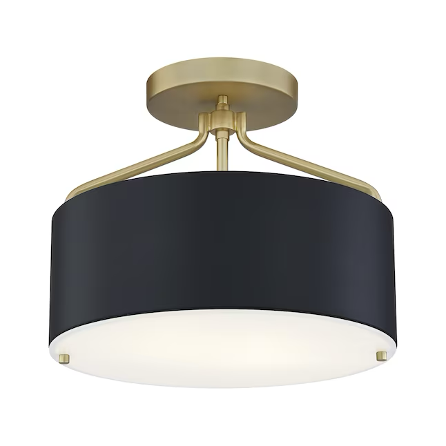 Quoizel Covington 2-Light 13-in Matte Black and Nouveau Gold Semi-Flush mount light