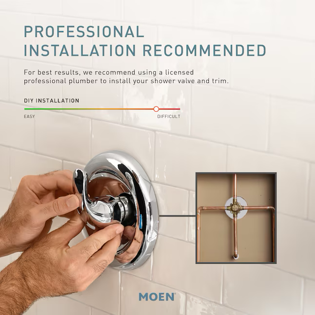 Moen Lindor Brushed Gold 1-handle Single Function Square Bathtub and Shower Faucet Valve Included