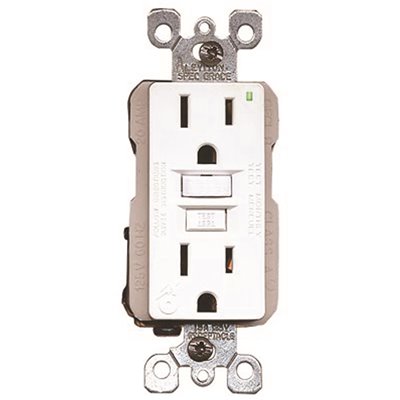 Leviton 15 Amp 125-Volt NEMA 5-15R SmartlockPro 2-Pole Residential Grade Duplex GFCI Receptacle with LED, White