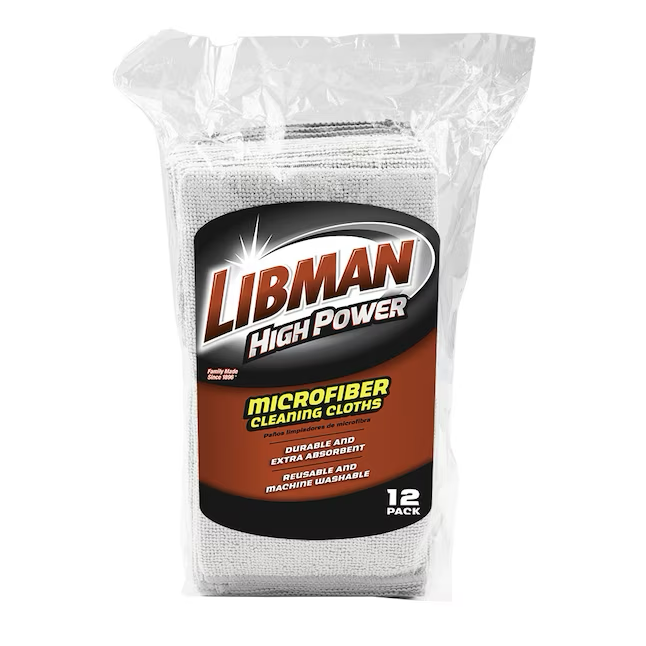 Libman Paños de limpieza de microfibra, gris, paquete de 12, 12 x 6 pulgadas, duraderos, absorbentes, reutilizables, lavables a máquina