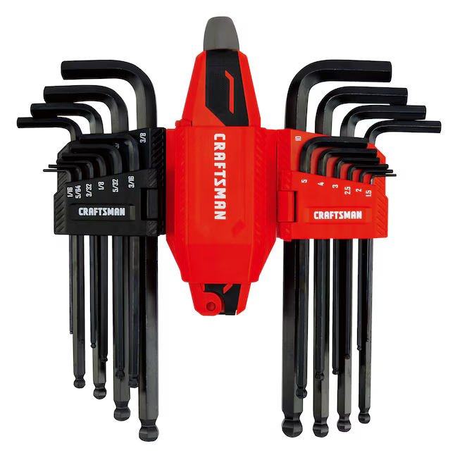 CRAFTSMAN Juego de llaves hexagonales combinadas estándar (Sae) y métricas de 20 llaves