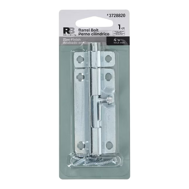 RELIABILT 4-in Zinc Steel Barrel Bolt