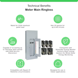 Square D Homeline Centro de carga neutral enchufable con lengüeta principal convertible para interiores, 225 amperios, 30 espacios, 60 circuitos (paquete económico) 