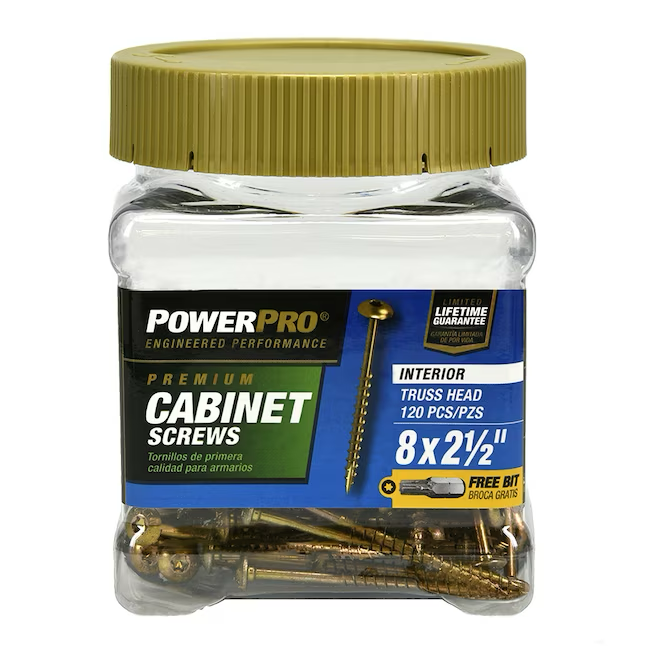 Power Pro #8 x 2-1/2-in Yellow Zinc Interior Cabinet Mounting Screws (120-Per Box)