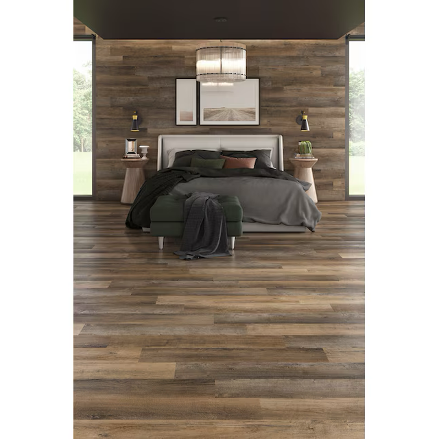 Style Selections Mellbrooke Brown 3-mil x 6-in W x 36-in L Water Resistant Peel and Stick Luxury Vinyl Plank Flooring (21-sq ft/ Carton)