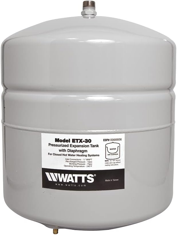 Watts ETX-30 Ausgleichsbehälter für nicht trinkbares Wasser, 1/2 Zoll MNPT-Anschluss, 4,5 Gallonen, Grau