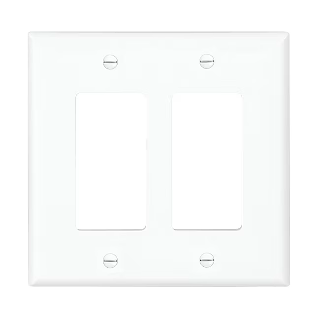 Eaton 2-Gang Midsize White Polycarbonate Indoor Decorator Wall Plate