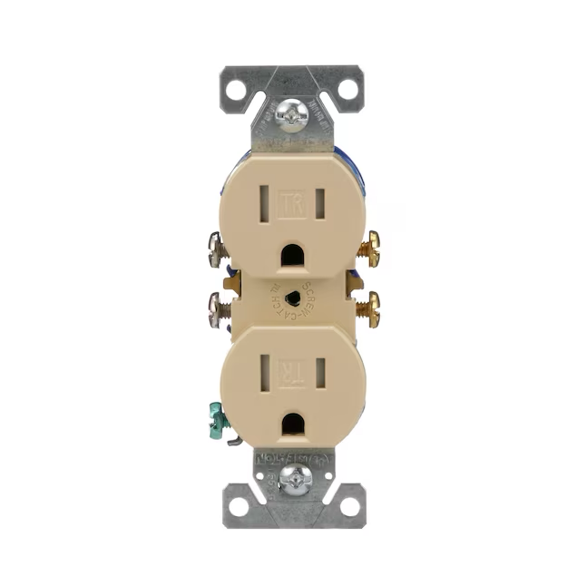 Eaton 15 Ampere 125 Volt manipulationssichere Doppelsteckdose für Wohngebäude, Elfenbein (10er-Pack)