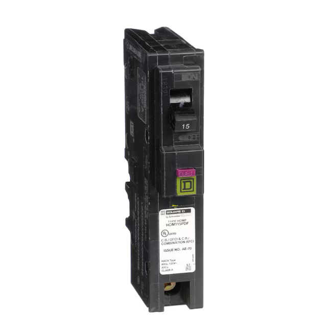 Square D Homeline 15-amp 1-Pole Dual Function Afci/Gfci Plug-on Neutral Circuit Breaker