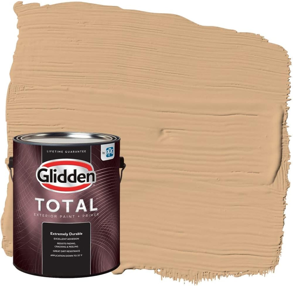 Glidden Total Exterior Paint &amp; Primer Semi-Gloss, Cheddar Biscuit