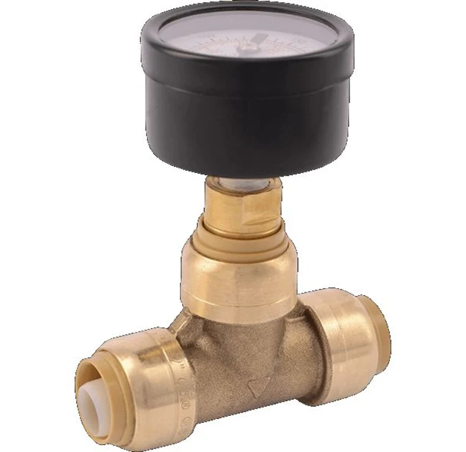 SharkBite Brass Push-to-Connect Pressure Gauge Tee (3/4 in.)