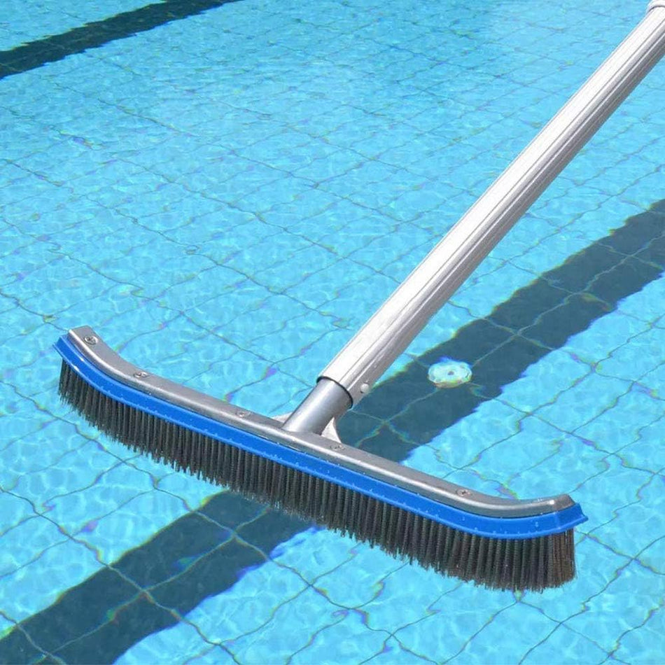 Heavy Duty 18 in. Aluminum Stainless Steel Wire Bristle Pool Scrub Brush