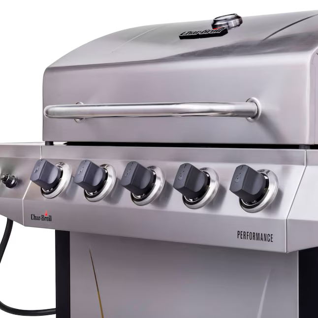 Parrilla de gas propano líquido Char-Broil Performance Series Silver de 5 quemadores con 1 quemador lateral