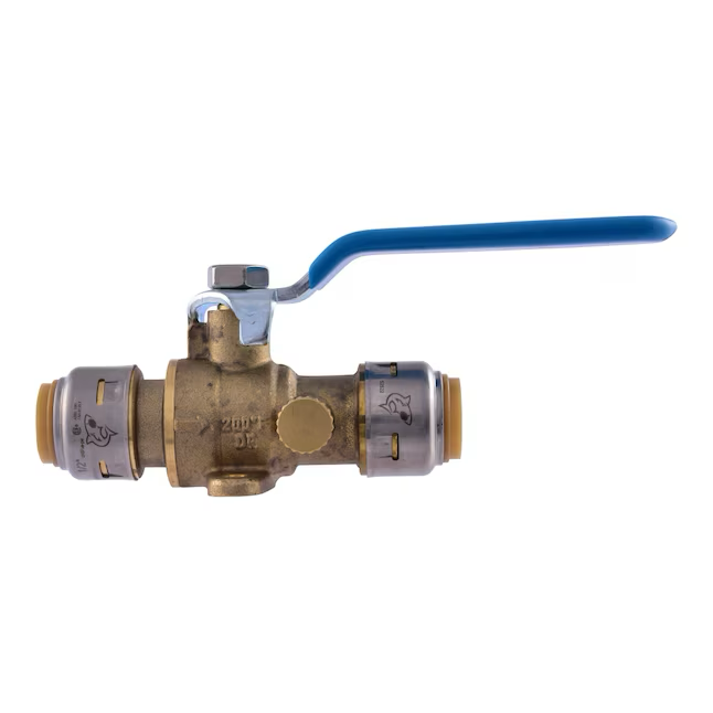 SharkBite Max 1/2 in. Brass Push-to-Connect Ball Valve with Drain and Drop Ear