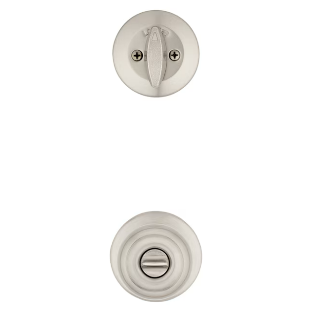 Kwikset Series Cove Satin Nickel Smartkey Exterior Single-cylinder deadbolt Combined Door Knob Combo Pack with Antimicrobial Technology