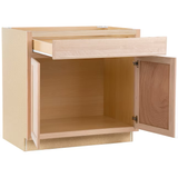 Project Source Gabinete completamente ensamblado con puerta y base de cajón de roble natural sin terminar, 36 pulgadas de ancho x 35 pulgadas de alto x 23,75 pulgadas de profundidad (estilo de puerta cuadrada de panel plano)