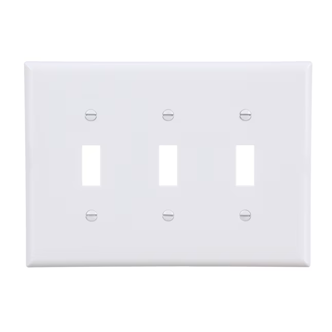 Eaton 3-Gang Midsize White Polycarbonate Indoor Toggle Wall Plate