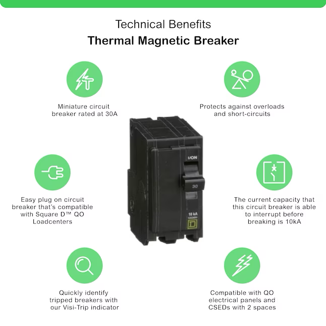 Square D QO 30-amp 2-Pole Standard Trip Circuit Breaker