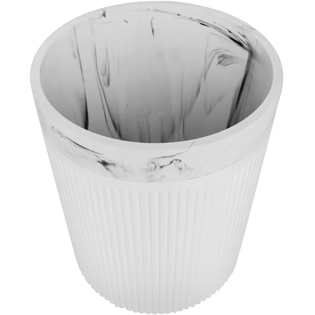 allen + roth Rochelle White Marble Resin Wastebasket