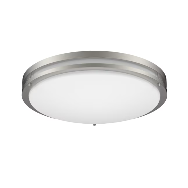 Project Source 1-Light 17-in Brushed Nickel LED Flush Mount Light