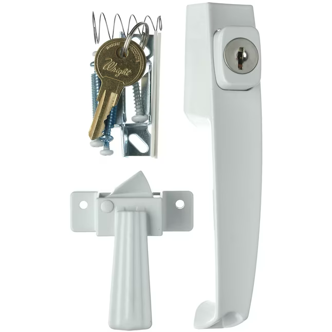 WRIGHT PRODUCTS Kit de herrajes para puerta contra tormentas y mosquitera con botón pulsador de metal fundido a presión blanco ajustable de 1,8 pulgadas