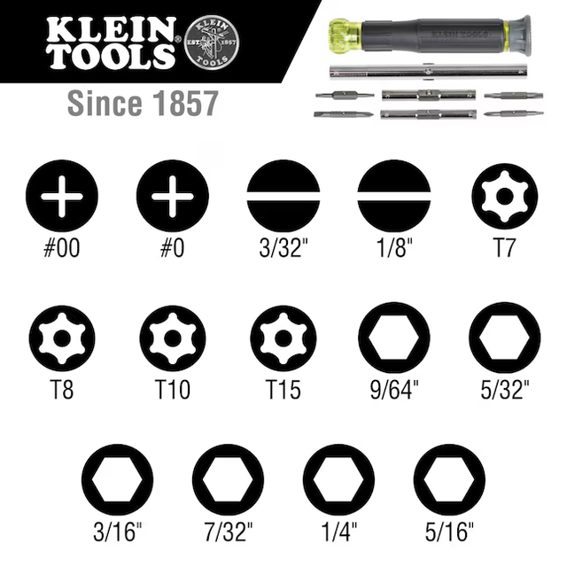 Klein Tools 14-Piece Bi-material Handle Assorted Multi-bit Screwdriver