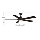 Fanimation Studio Collection Aire Drop 52-in Aged Bronze Integrated LED Indoor Ceiling Fan with Light and Remote (5-Blade)