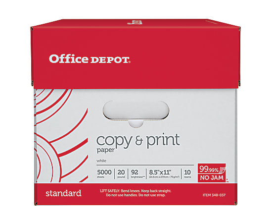 Papel multiusos para impresora y fotocopiadora Office Depot®, blanco, tamaño carta (8,5" x 11")