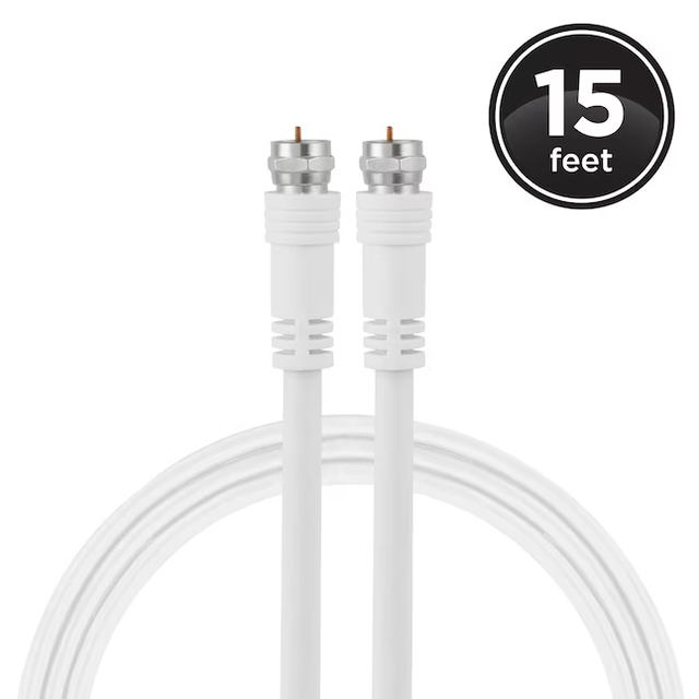 Cable coaxial blanco RG6 de 15 pies de Utilitech