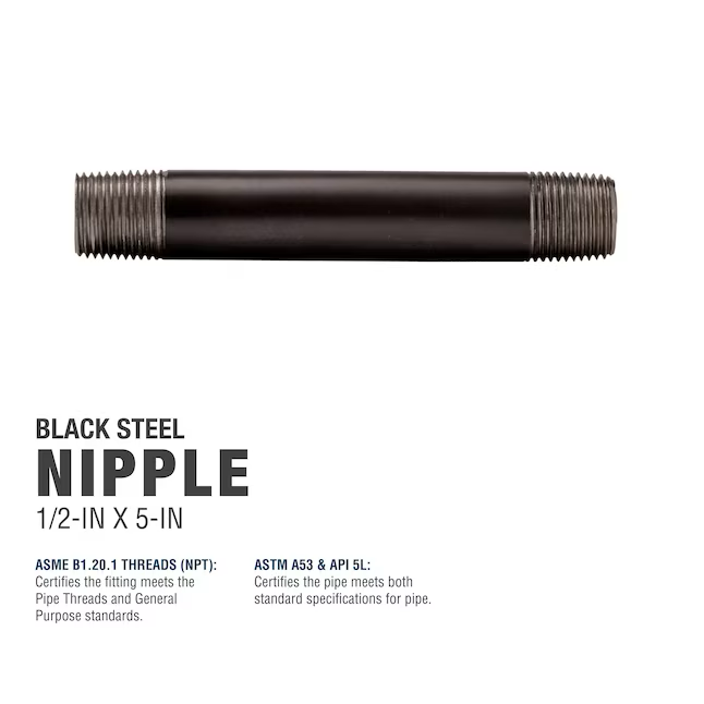 RELIABILT 1/2-in x 5-in Black Nipple