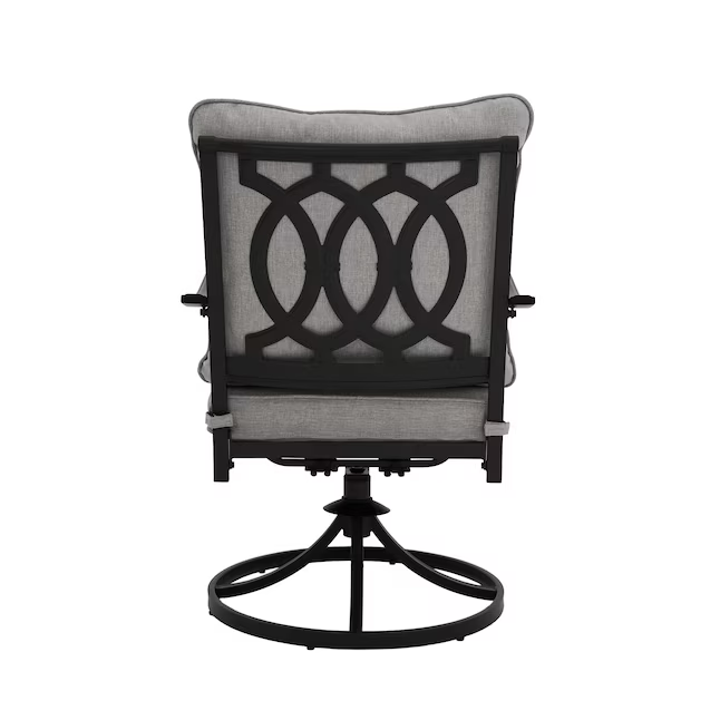 Allen + Roth Thomas Lake Juego de 2 sillas de comedor giratorias con estructura de acero gris y asiento acolchado gris