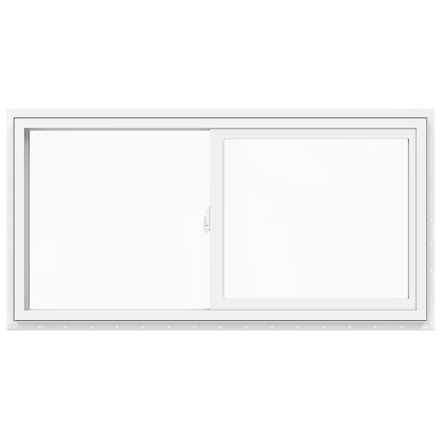 JELD-WEN V-2500 Jamba de 47-1/2 x 23-1/2 x 3 pulgadas Ventana corrediza blanca de vinilo operable a la izquierda Pantalla completa incluida