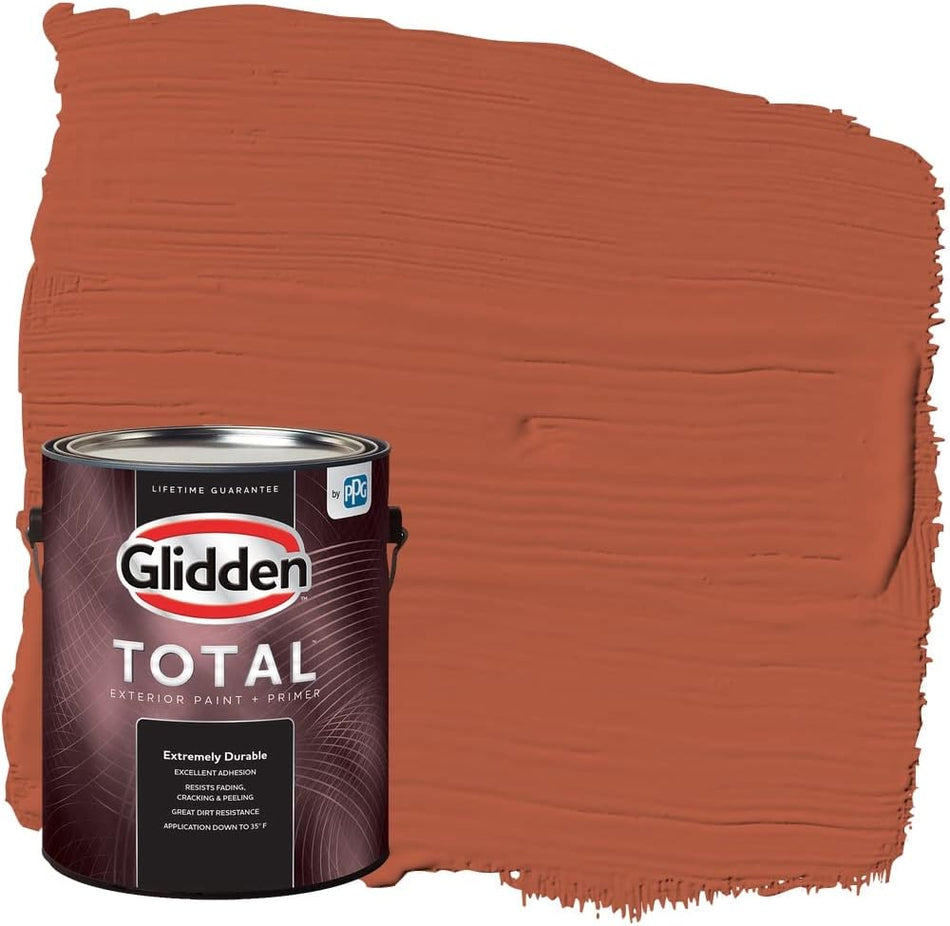 Glidden Total Exterior Paint & Primer Semi-Gloss, Glowing Firelight