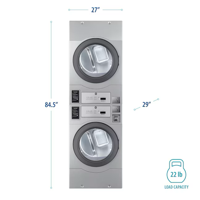 Crossover 2.0 Coin-Operated Electric Dryer Electric Stacked Laundry Center ( Stainless Steel )