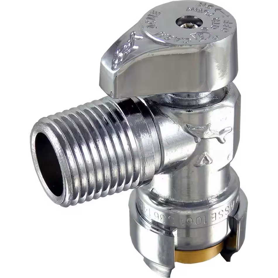 SharkBite 1/2 in. Push-to-Connect x 1/2 in. MIP Chrome-Plated Brass Quarter-Turn Angle Stop Valve