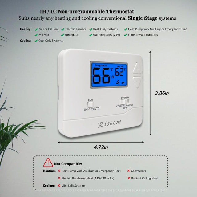 Digital Non-Programmable Thermostat (1 Heat/1 Cool)