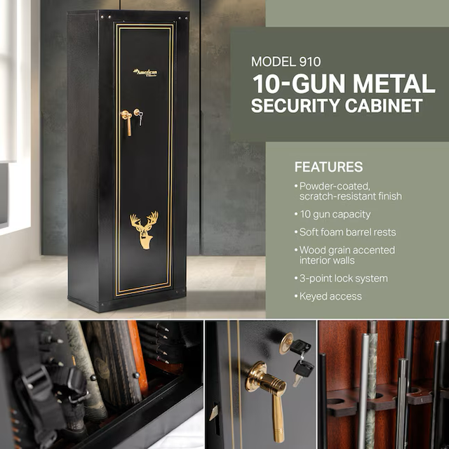 American Furniture Classics Gun security collection 10-Gun Keyed Gun Cabinet